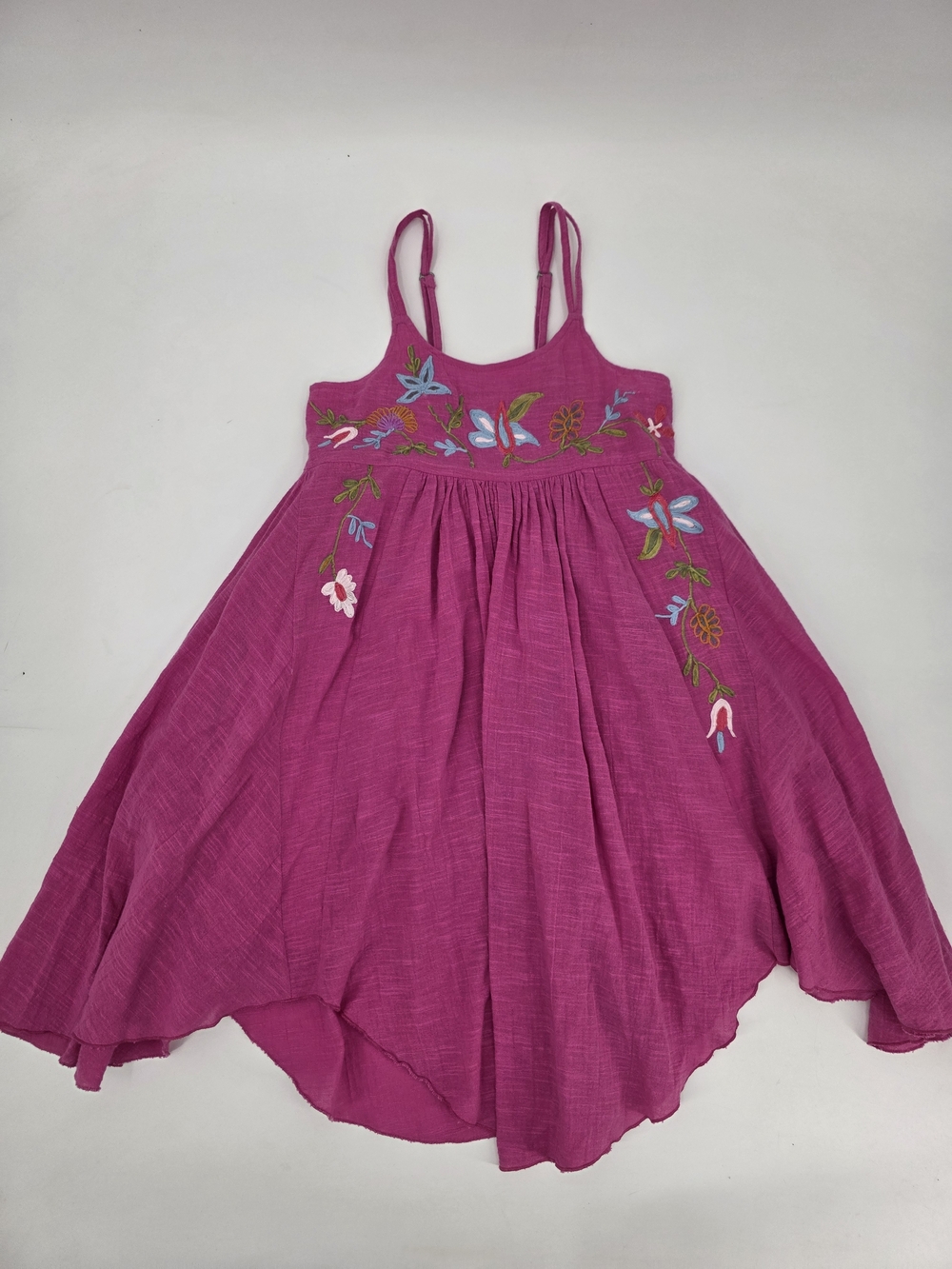Mimi & Maggie Girls Fuchsia Pink Floral Embroidered Sundress Size S